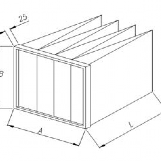 Bag filter 302 x 320 x 600 class F7 (ePM2,5)